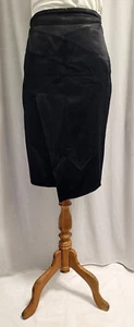 CUE Satin Black Panels Office Work Pencil Skirt Size 10 - Picture 1 of 10