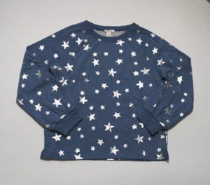 J.CREW CREWCUTS GIRLS BLUE SILVER STARS CREWNECK SWEATSHIRT Sz L - Picture 1 of 3