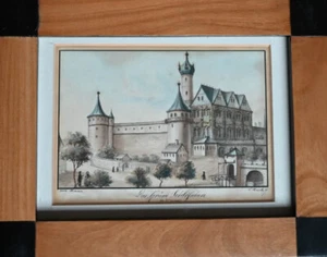 c1830 Weimar Schloss Anna-Amalia-Bibliothek Original-Aquarell von E. Stark - Bild 1 von 1