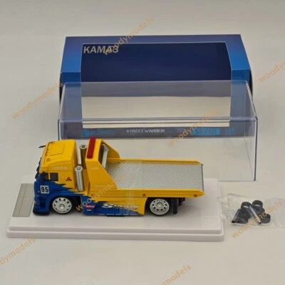 SH 1:64 KamaZ Spoon Sports Flatbed Tow Truck Yellow Diecast Model Car Collection - Image 1 of 4