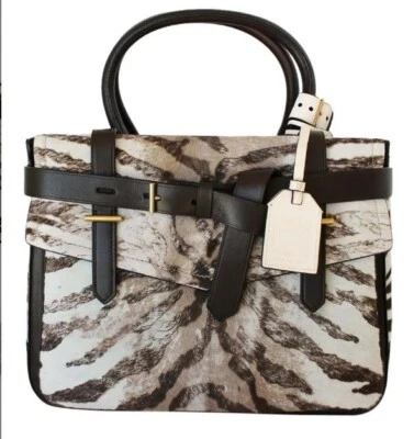 Reed Krakoff Дамская сумка из коричневой кожи / меха сумка с короткими ручками новый 'Tiger боксера' - Изображение 1 из 4