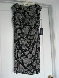 NWT New with Tag Tommy Hilfiger Black Floral Jersey Fabric Dress Size 4 $99.00 - Picture 1 of 8