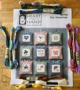 HEART IN HAND Counted Cross Stitch Leaflet & 12 SILKS - SPRING TINY TRIMMINGS - Picture 1 of 3