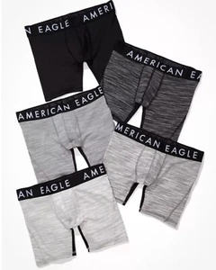 American Eagle Boxer Brief Men Small 5-Pack Grey Underwear 6" Stretch Classic - Picture 1 of 6