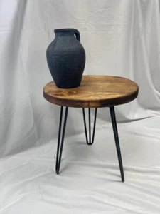 Solid Wood Round Table with Hairpin Legs - Rustic Furniture  - Picture 1 of 10