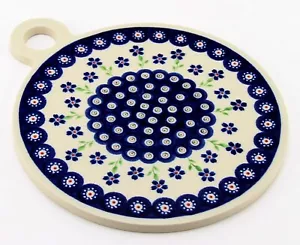 Polish Pottery Round Cutting Board / Ceramic Trivet Zaklady Boleslawiec Poland - Picture 1 of 3