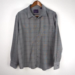 Bruno New York Men’s Long Sleeve Button Down Dress Shirt Size 2XL Gray Geometric - Picture 1 of 9
