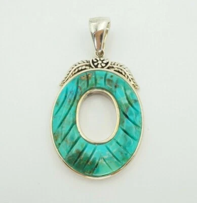 BBJ Sterling Silver 925 Turquoise Hinged Bail Pendant - Image 1 of 4