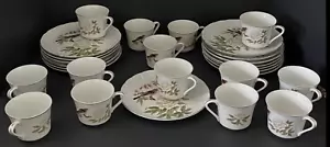Shafford Chinese Garden Snack Sets w/Japanese Peony Flowers/Bird/Gold Rims 28-Pc - Picture 1 of 22