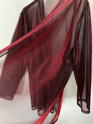 Black & Red Shimmery Floaty Chiffon  Evening Cocktail Party  Jacket Size 2XL - Image 1 of 3