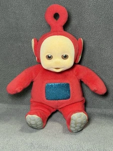 Vintage 1998 Eden Teletubbies Teletubby Po Red 8" Flocked Fuzzy Face Plush - Picture 1 of 7