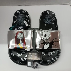 Nightmare Before Christmas Damen-Pantoletten Metallic Größe 10 silberfarben NEU - Bild 1 von 5