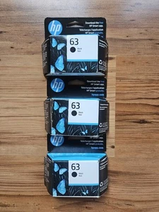 HP 63 Black Original Ink Cartridge, ~170 Pages, (F6U62AN#140) 3 Pack - Picture 1 of 3