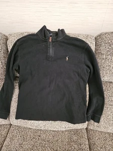 Polo Ralph Lauren Estate-Costilla 1/4 Cremallera Jersey Negro Sudadera Talla Adulto S - Imagen 1 de 4