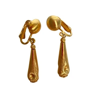 Vintage Tropfen Ohrhänger goldfarben unsigniert Ohrringe Damen Einheitsgröße - Bild 1 von 8