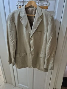 Jaeger Men's Regular Fit Silk & Linen Blend Suit Jacket Size 54L Stone Cream - Picture 1 of 17