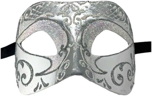 Settecento Brill Silver Venetian Italian Made Masquerade Womens Mask - Picture 1 of 2