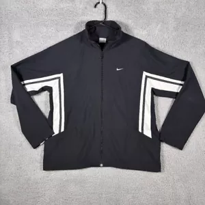 Nike Track Jacket Full Zip Athletic Warm Up Black White Stripe Women's L - Picture 1 of 7