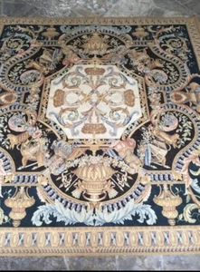 Vintage Original French Aubusson Rug w/crowns, floral & animals - Picture 1 of 12