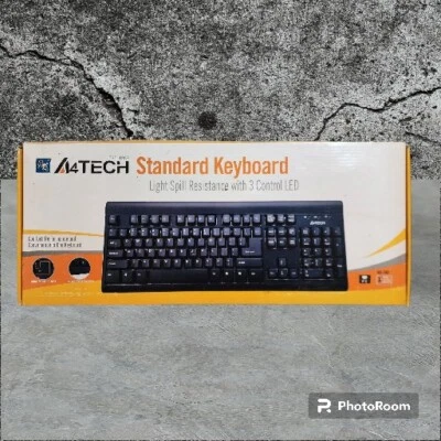 A4TECH Keyboard KB-760 USB, Black, Standard, US layout Wired 3 LED LG Enter Key - Image 1 of 3