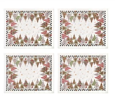 MacKenzie-Childs Gingerbread Forest Fabric Placemats Set of Four Made in Italy - Image 1 of 4
