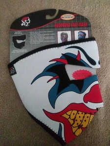 White Circus Clown Neoprene Full Face Mask Biker Ski Cycle Costume Paintball - Picture 1 of 2