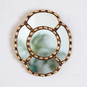 Handmade Small Oval Gold Wall Mirror - Peruvian Accent Mirror for Home Decor - Picture 1 of 2
