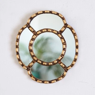 Handmade Small Oval Gold Wall Mirror - Peruvian Accent Mirror for Home Decor - Image 1 of 2