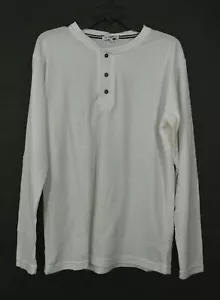 Fashion Nova Men White Long Sleeve Henley Neck Comfort Fit Casual T-Shirts L - Picture 1 of 7