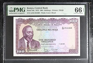 Kenya 100 Shillings 1972 P 10 c Gem UNC PMG 66 EPQ - Picture 1 of 3
