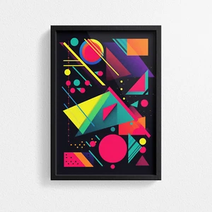 Vintage 80's Geometric Design Retro Poster Print - Modern Interiors Wall Decor - Picture 1 of 13
