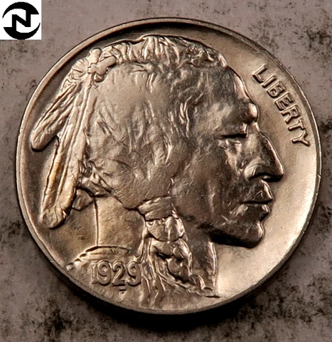 1929 Buffalo Nickel ~ Borderline Uncirculated (Choice AU+) ~ 1 Coin Cover