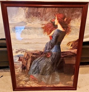 Miranda-The Tempest Framed Painting Portrait Format 33 X 27 John W. Waterhouse - Picture 1 of 7