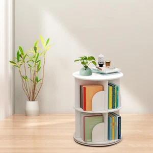 360° 2-Layer Rotating Bookshelf Bookcase,Freestanding Storage Shelf Display Rack - Picture 1 of 11