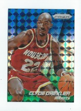 2014-15 Panini Prizm Prizms Blue and Green Mosaic #178 Clyde Drexler Rockets