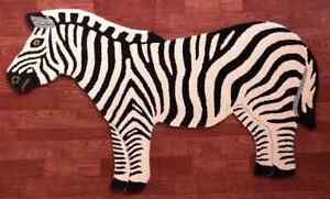 White Zebra Animal Skin Hand Tufted Rug For Living Room Bedroom Tiger Shape Rug