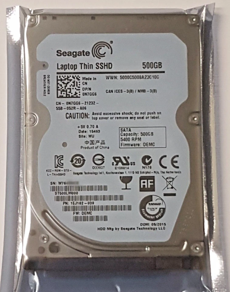 500 GB SATA Seagate Laptop Thin ST500LM000 SSHD 5400 RPM 64MB 2.5 " New - Image 1 of 1