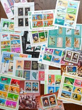 KOREA [N]- LARGE COLLECTION OF MINISHEETS CTO 1976-1982 FLORA FAUNA SPORTS SEE