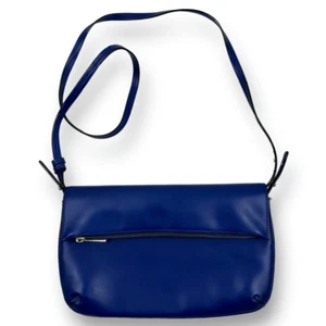 Merona Foldover Envelope Shoulder Bag Cobalt Blue Faux Leather Statement Purse - Picture 1 of 10