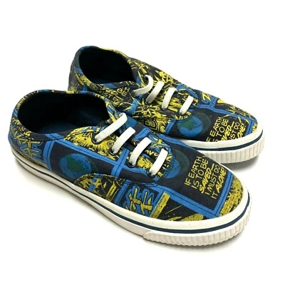 ZARA Boys Graphic Canvas Sneaker Size US 2.5-3.5, EU 34/35, Elastic Lace - Image 1 of 4