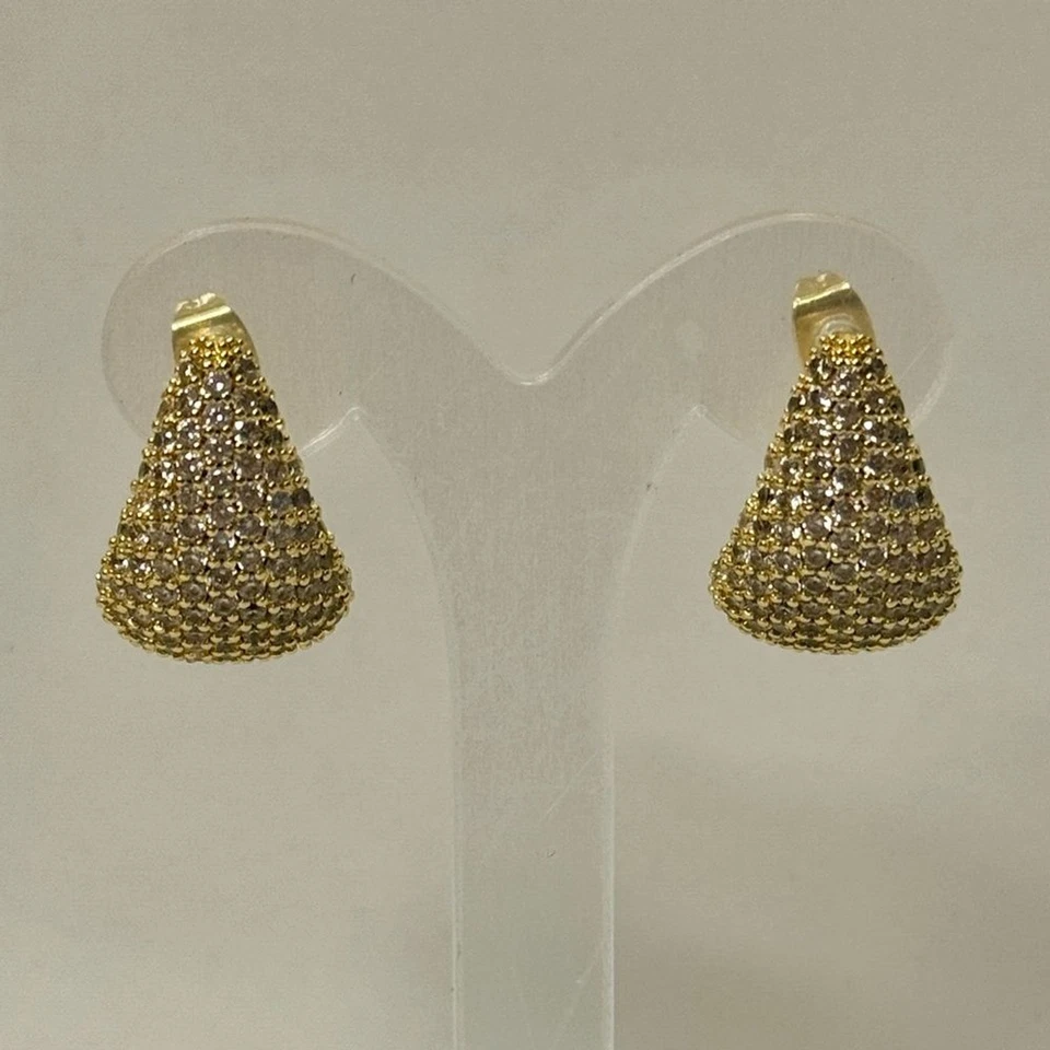 Pendientes Gorjana Nuevos Bancos Brillantes Chapados en Oro 18k Latón y Circonita Blanca Foto 1 de 4