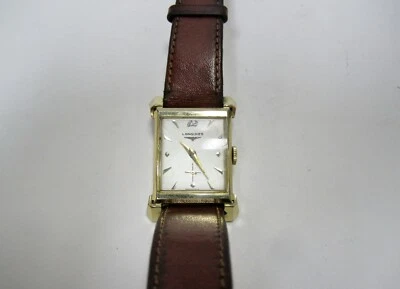 * L@@K Reloj Longines Vintage Oro Amarillo 14K Tanque Hombre Correa Cuero para Piezas Foto 1 de 4
