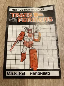 G1 TRANSFORMER Hardhead AUTOBOT HEADMASTER INSTRUCTION "Great Shape”. - Picture 1 of 4