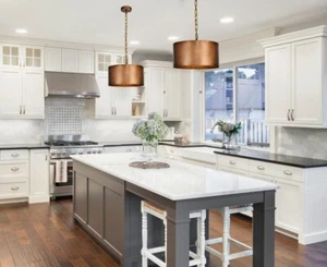 CHANDELIER VINTAGE BRASS KITCHEN ISLAND DINING LIVING ROOM FARMHOUSE 3 LIGHT 20" - Picture 1 of 6