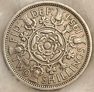 1954 GREAT BRITAIN TWO 2 SHILLINGS UNC RICH BOLD VZ Grade C002 - Bild 1 von 2