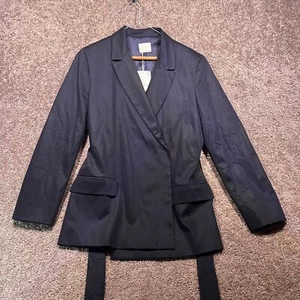 Blazer chaquetas Zara para mujer medianas negras forradas con cinturón solapa de muesca de un solo pecho - Imagen 1 de 14