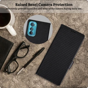 Genuine Cowhide Leather Wallet Card Case Crocodile Pattern For Motorola Magnetic - Picture 1 of 15