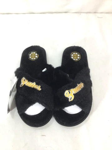 Foco Boston Bruins Womens Ladies Fur Slides Slippers Size Small 5-6 FREESHIP Cover