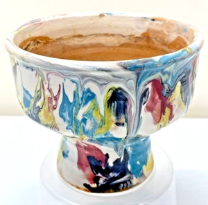 Maceta de Colección MELROSE Multicolor Goteo Esmaltado Italia 3,75"" T x 4,4"" con Pies - Imagen 1 de 20