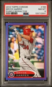 2012 Topps Chrome #196 Bryce Harper Viola Rifrattore Rookie RC PSA 8 MLB - Foto 1 di 3